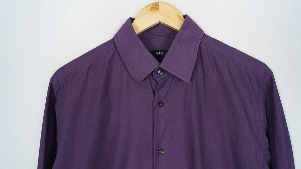 Camicia uomo HUGO BOSS ENZO taglia 42 16 1/2 regular fit viola cotone ma11533 - Immagine 4 di 4