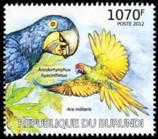 BURUNDI 1123a - Hyacinthe Macaw and Military Macaw (pb87276)