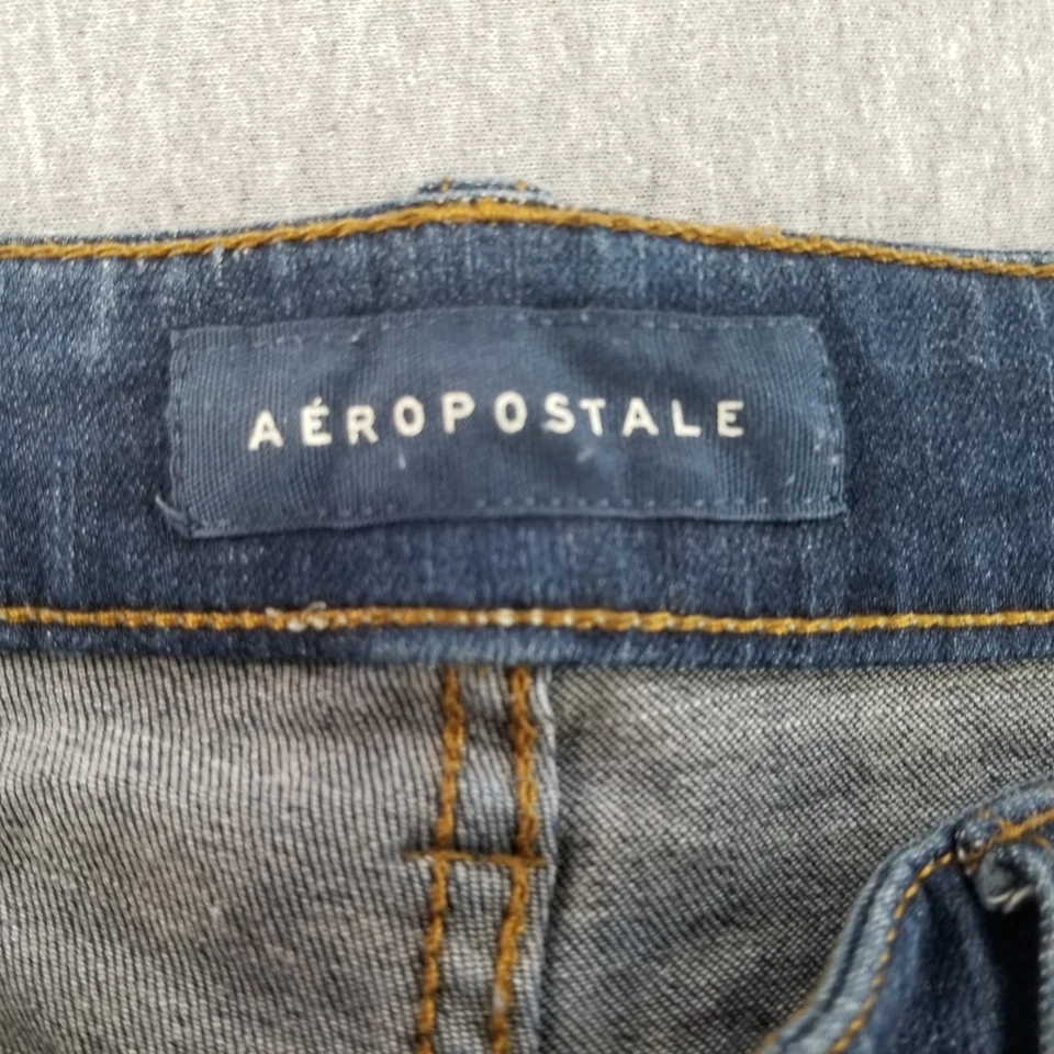 Pantalones de mezclilla Aeropostale para hombre talla 36x30 azul lavado oscuro súper ajustados elásticos Foto 3 de 4