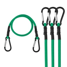 WORKPRO 24 Inch Bungee Cords with Hooks, 4 Pack Superior Rubber Heavy Duty Green