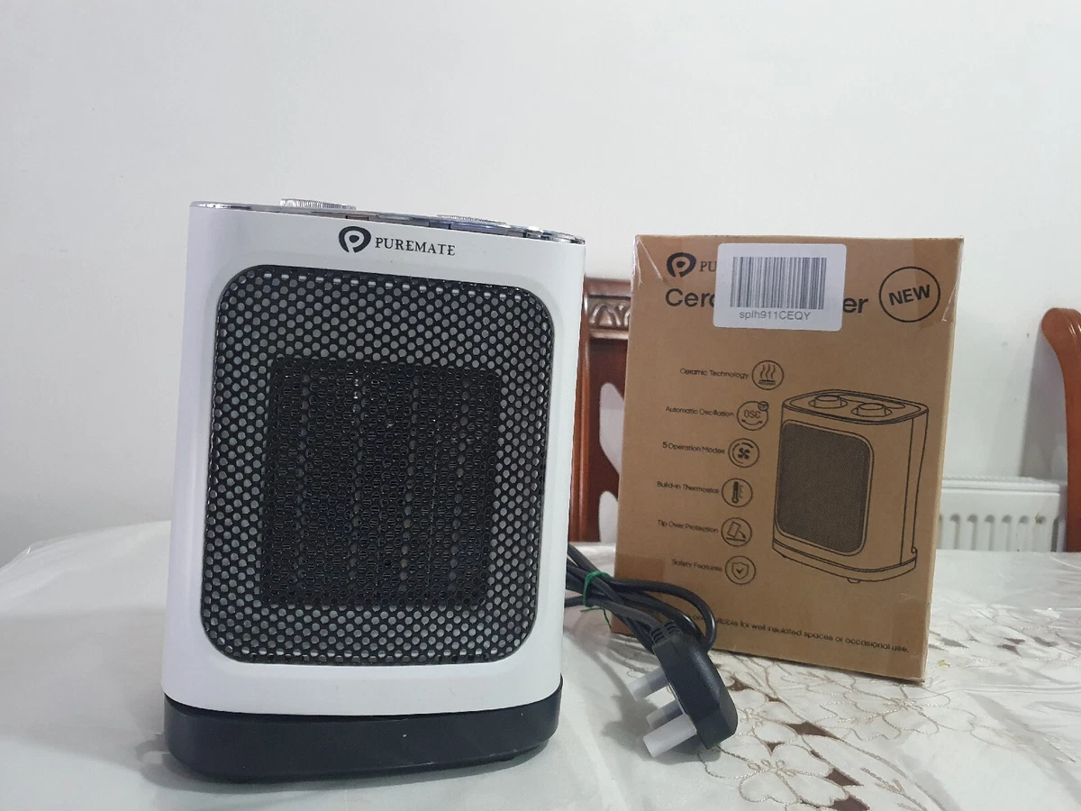 PureMate 1800W Ceramic Fan Heater with Oscillation u0026amp; 2 Heat Low/High  Settings | eBay