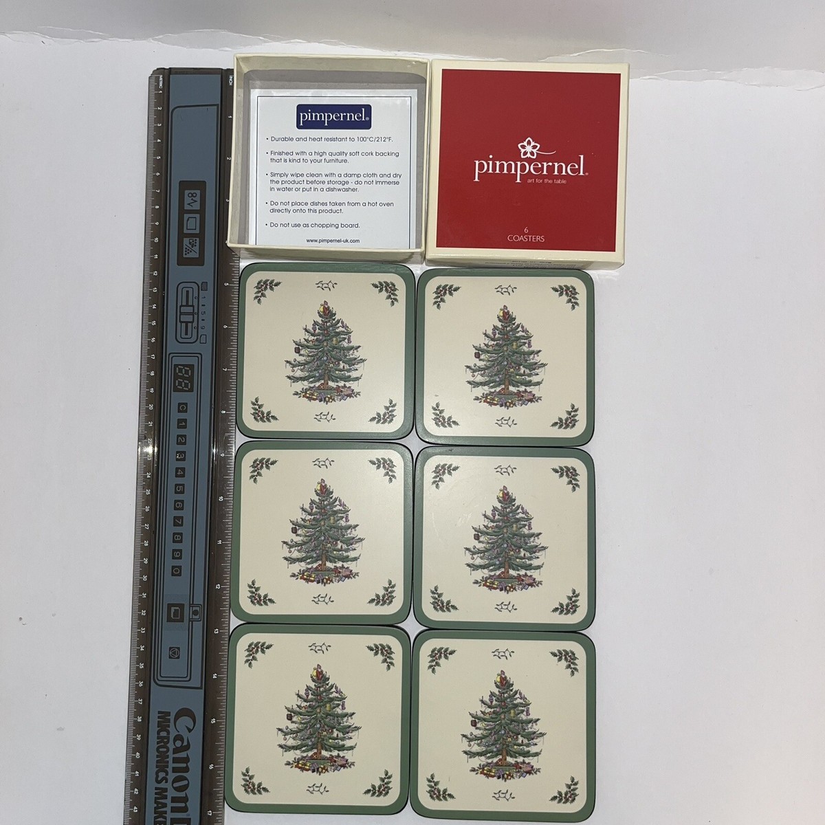 Pimpernel Spode Christmas Tree Drink Coasters Set Cork Back