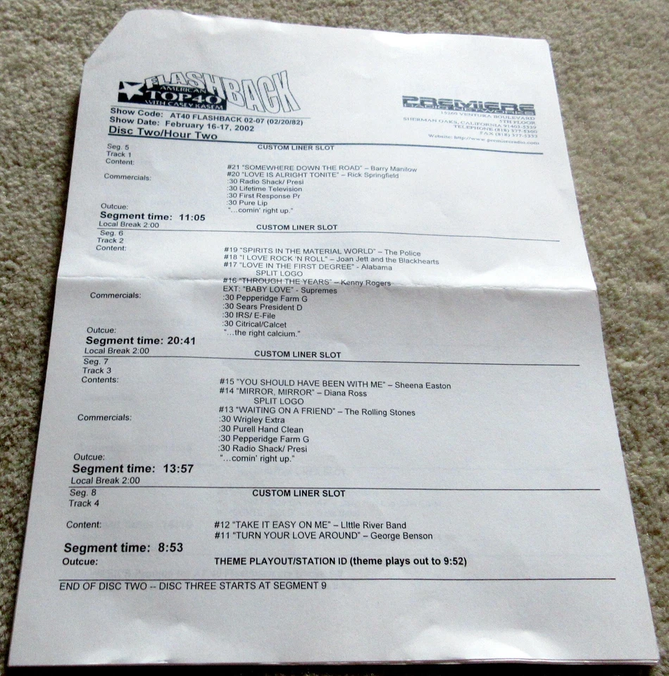 AMERICAN TOP 40 FLASHBACK Casey Kasem 3 CDs February 20 1982 02-20-82 ONJ RARE Foto 4 de 4