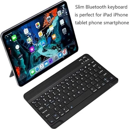 Ultra-Slim Bluetooth Keyboard Apple iPad iPhone iOS 13 and Above Samsung Tablet - Image 2 of 4