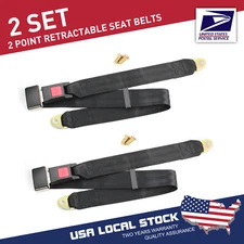 2X Car Seat Belt Lap 2 Point Safety Travel Adjustable Retractable Universal US