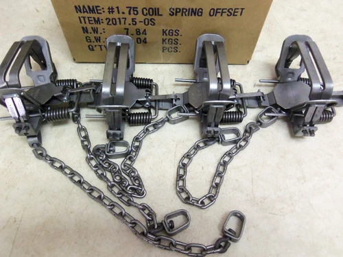 4   Bridger 1.75 Offset Coil Spring Traps  Fox Raccoon  Trapping 