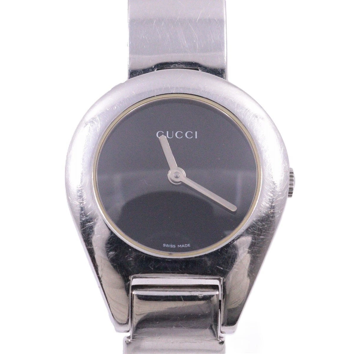 Montre femme Gucci 6700L à quartz cadran noir bracelet acier inoxydable 16 17 cm occasion