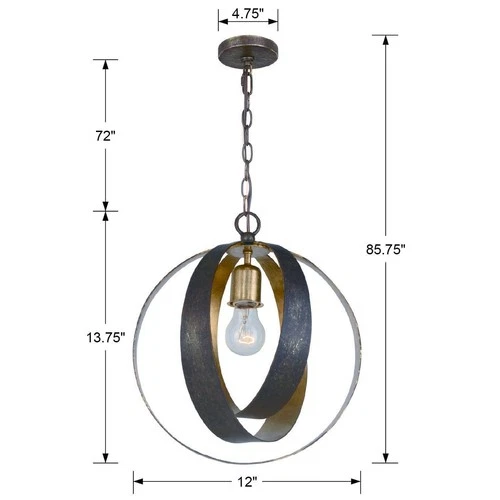 Crystorama Luna 12" Wide Bronze and Gold Orb Mini Pendant - Picture 5 of 5