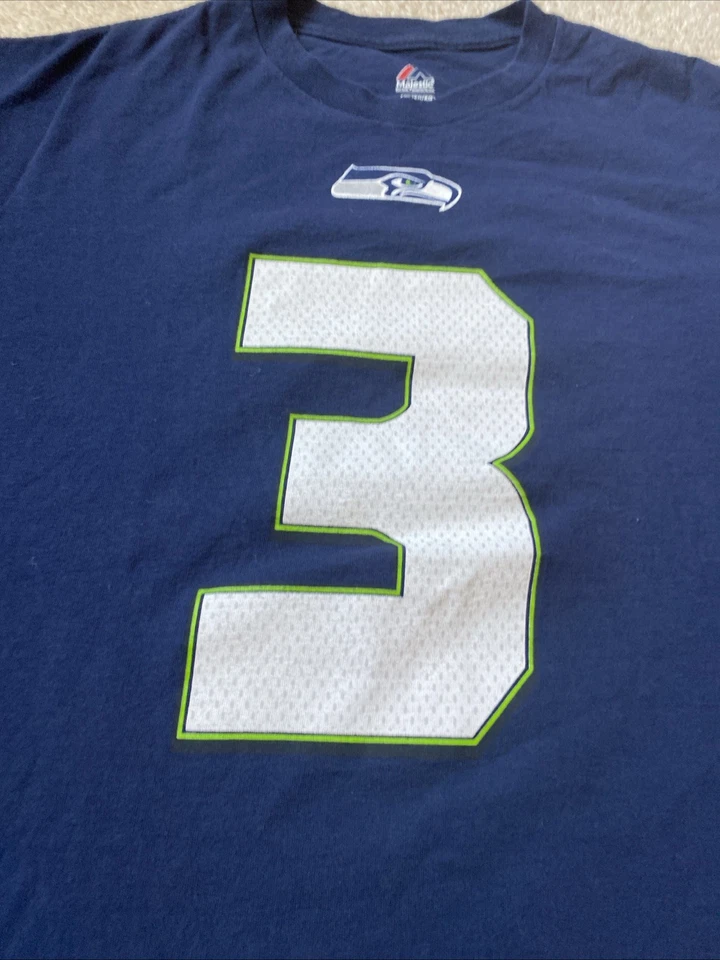 Russell Wilson #3 Seattle Seahawks Fútbol NFL Majestuosa Camiseta Para Hombre XL 2015 Foto 3 de 4