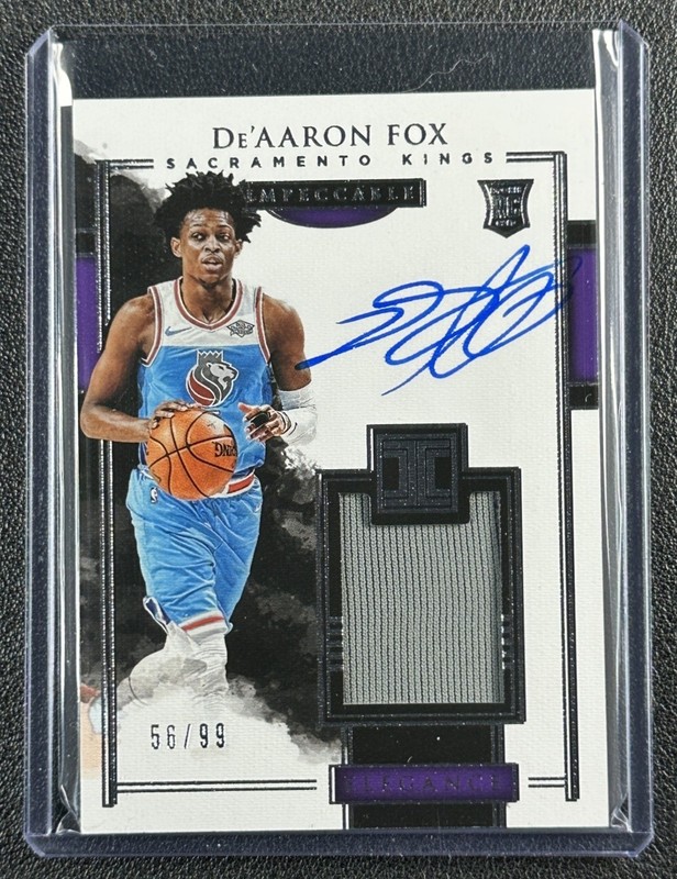 DE'AARON FOX 2017-18 PANINI IMPECCABLE #160 ROOKIE JERSEY RC AUTO 56/99 KINGS