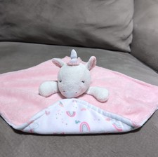 Carters just one you pink white Unicorn rainbows Baby Security Blanket
