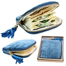 AUUTI Travel Jewelry Pouch For Women - Comes with 1 gift box, 1, Peacock Blue