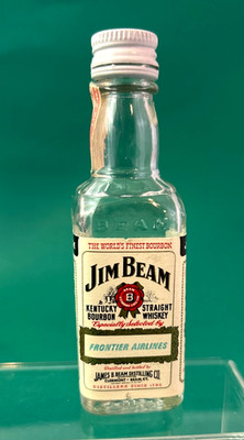 Vintage Frontier Airlines Jim Beam 1/10 Pint Mini Bottle   Empty