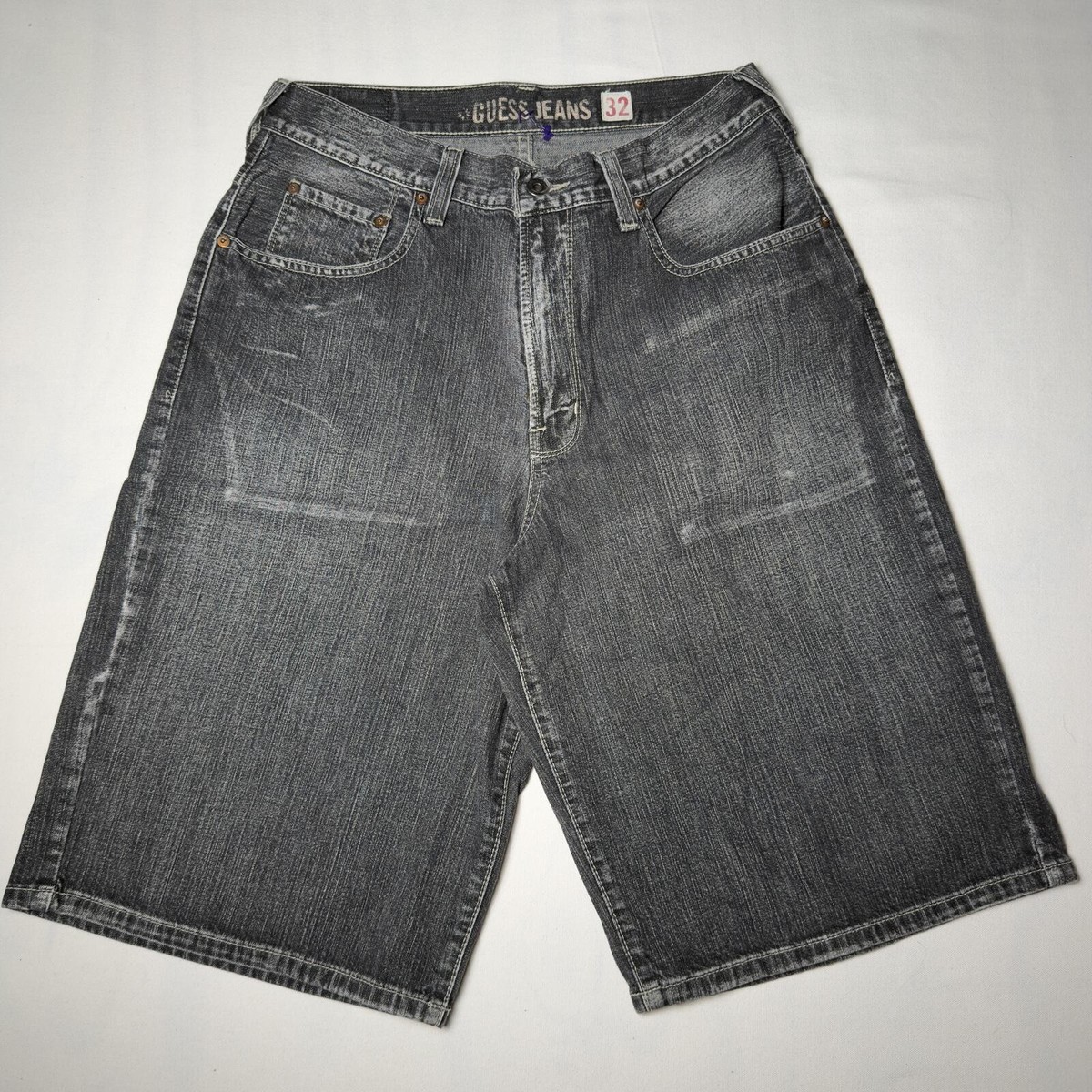 Guess Jeans Vintage Y2K Baggy Denim Shorts Washed Grey Size 32 