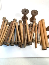 Wood Bobbins Spools Industrial Style 3"-10" Wooden Quills Mixed Lot-30