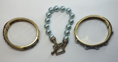 Heidi Daus Tantalizing Cool Blau Kristall 3-Bracelet Set Triple Play - L974