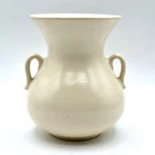 Vintage Weller Pottery Double Handle Vase Ern Cream White Glazed Art Deco Mold 3