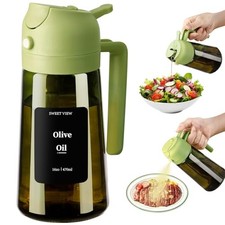 Olive Oil Dispenser and Oil Sprayer – 16oz/470ml Glass Light Green 1 Pack