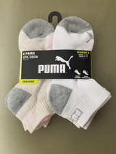 New Puma Womens 6 Pair Cushioned Quarter Socks.