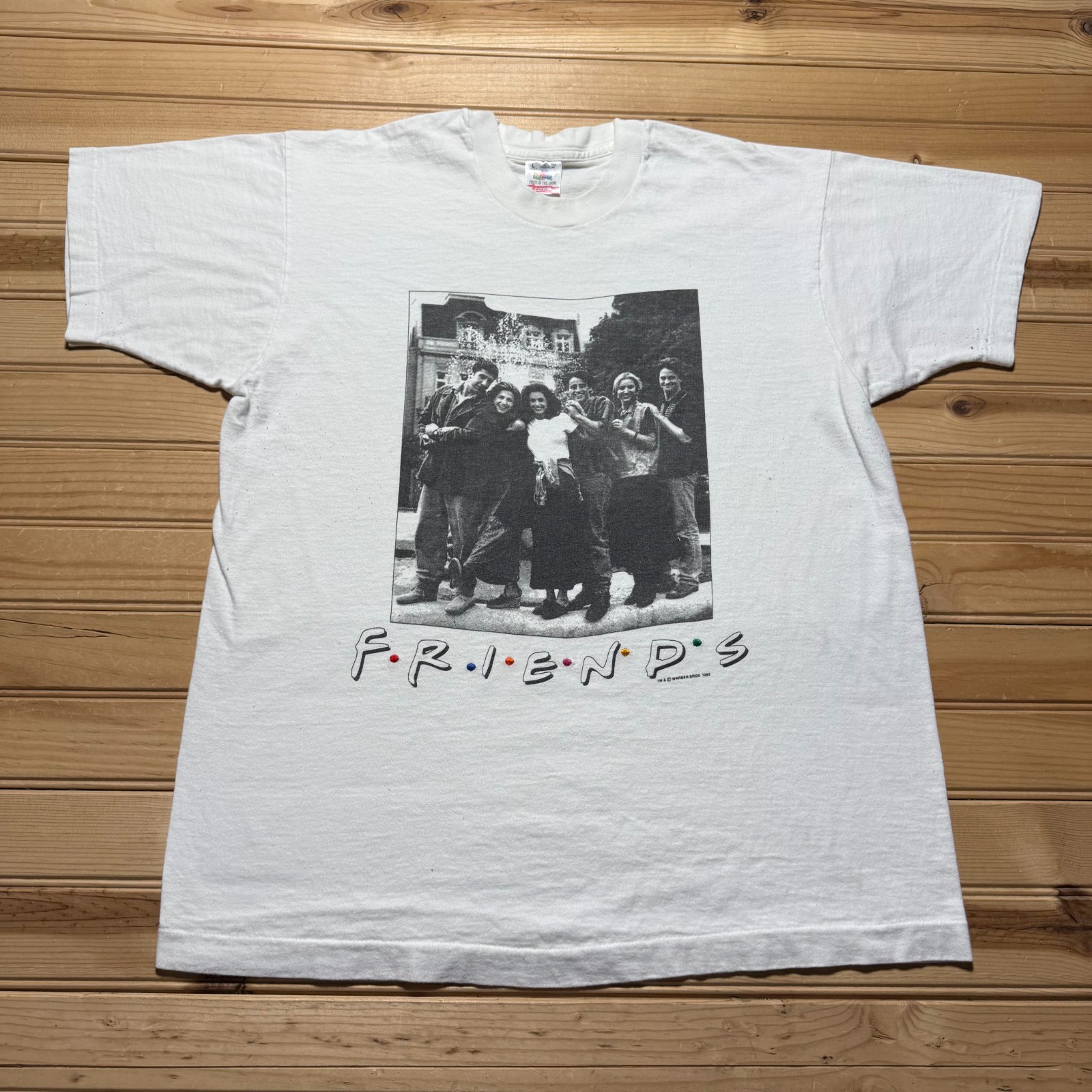 Vintage 1995 Friends TV Show Sitcom Cast Photo Graphic Promo T-Shirt USA - Large