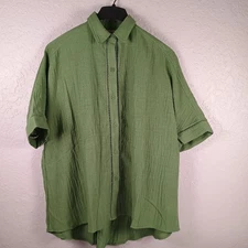 Max Studio Women’s Button Up Short Sleeve Shirt XS Green NWT