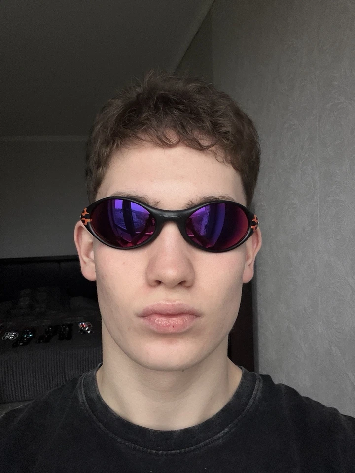 Gafas de sol Oakley Eye Jacket Flames Prizm de colección negras púrpuras Y2K Gorpcore raras Foto 4 de 4