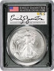2023 $1 1 oz Silver American Eagle PCGS MS70 FDOI Emily Damstra Signed Black Cor