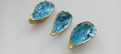 Große Auster Muschel für Schmuck Schale Gold Marmor Optik Wunderbares Geschenk
