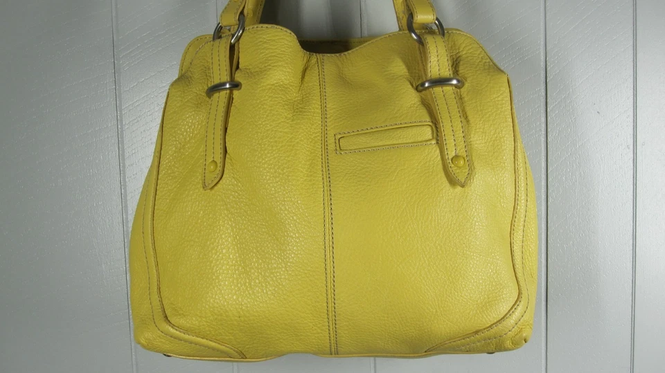 Bolso de Mano The Sak Mantequilla Amarillo Guijarro Cuero Doble Asa Hombro Boho Retro Foto 2 de 4