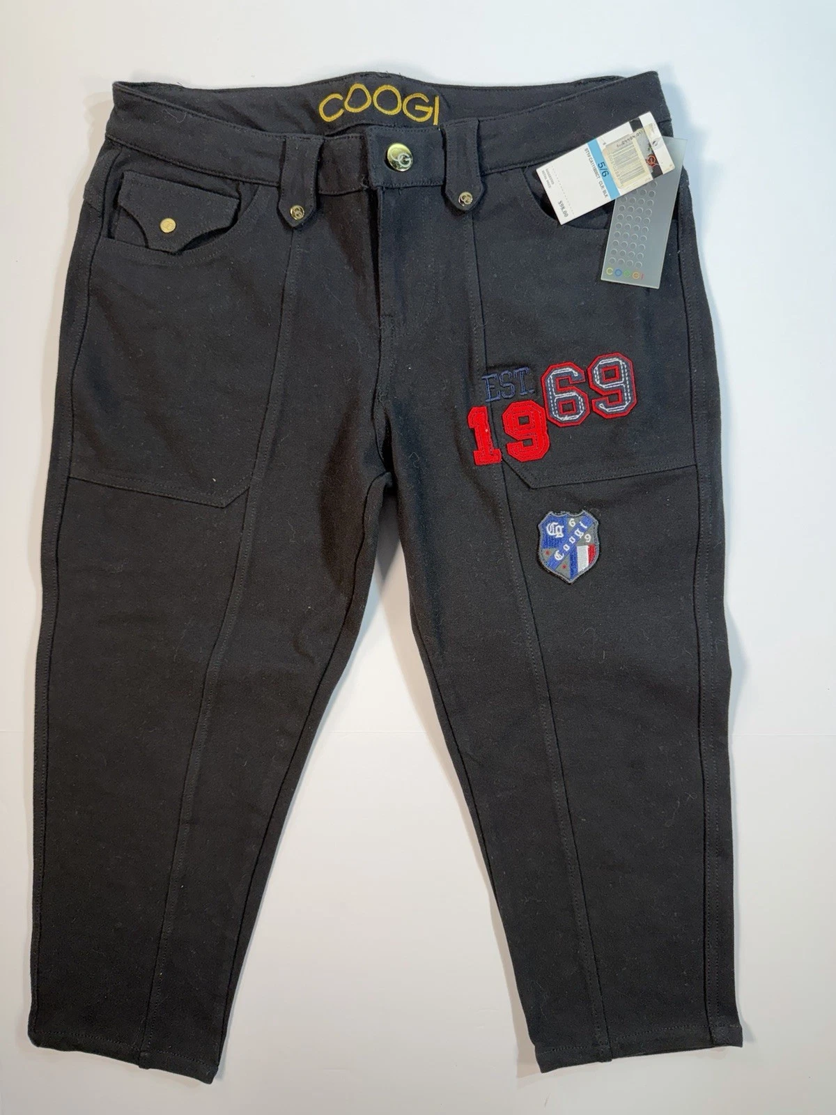 COOGI Capri Pants Womens 7/8 Black NWT EST 1969 Y2K Stretch Crop