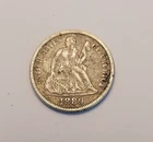 1889 USA Seated Liberty Silver One Dime,