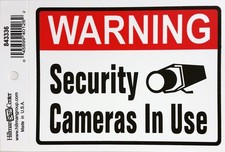 Warning Security Cameras In Use Flexible Self Black Vinyl, 4x5 Inches 1-Sign