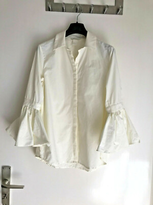 H&M cotton blouse shirt cream XS 34 Zara Arket COS stories