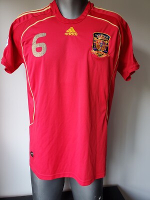 2008 Spain Uefa Euro Home Men Jersey #6 Andres Iniesta Soccer