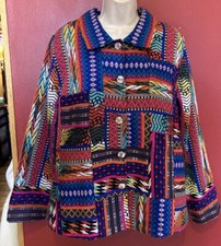 Travelsmith Jacket Women’s Sz L Embroidered Colorful Blanket Jacket Bright Nwt