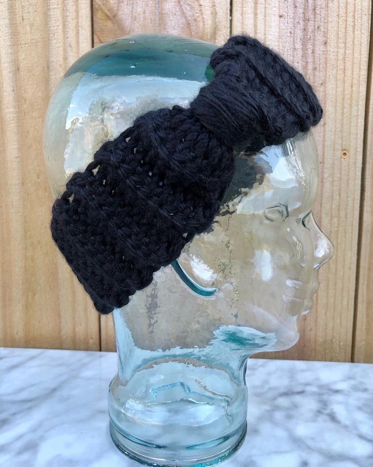 Diademas de nudo de ganchillo hechas a mano calentadores de orejas accesorios para el cabello ROSA regalos Foto 3 de 4