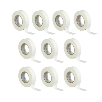 3M Temflex Multi-Purpose Vinyl Electrical Tape 165 3/4in x 60ft White 10 Rolls
