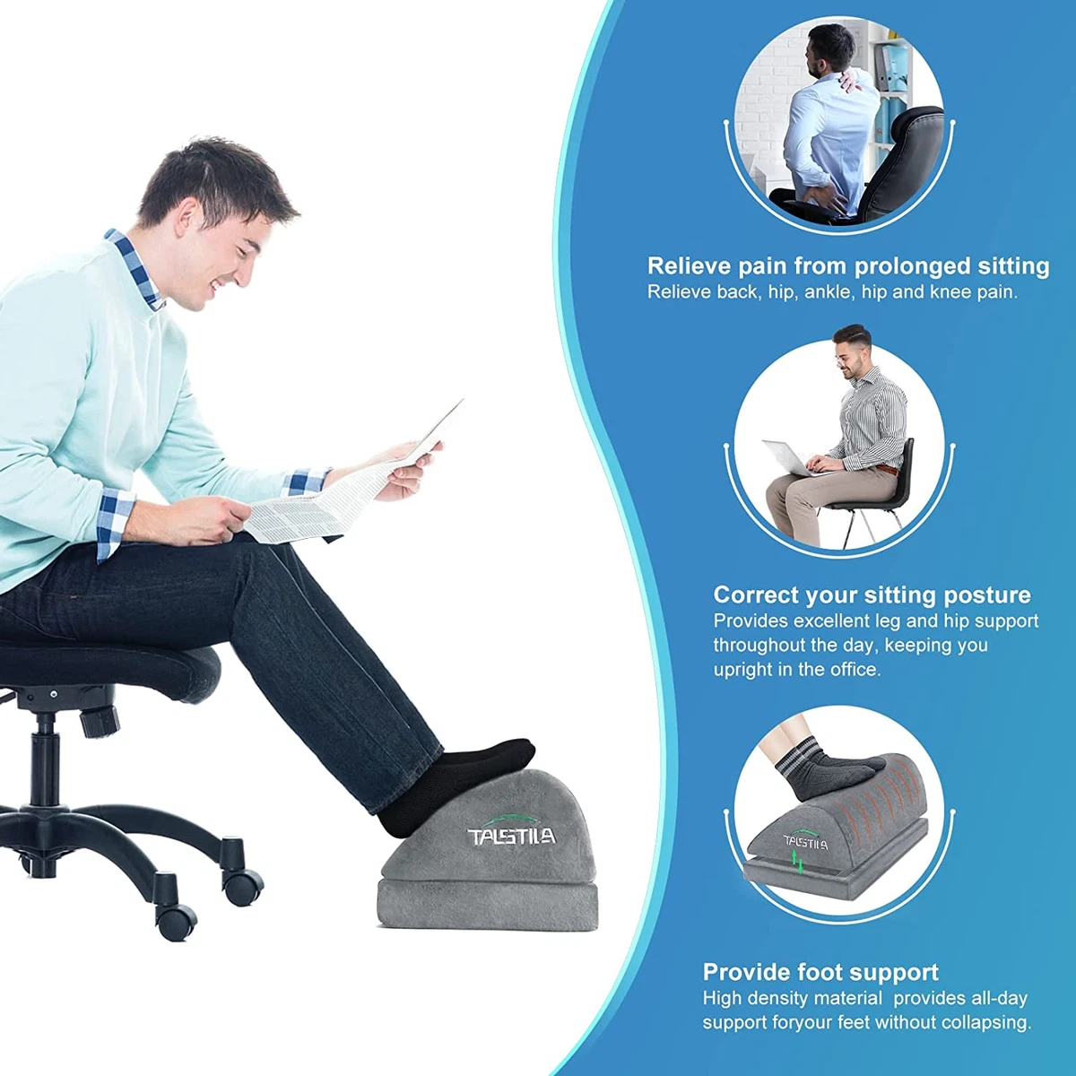 Foot Rest for Under Desk at Work Double Layer Adjustable Foot Stool for  Offic