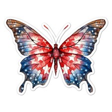 American Flag Butterfly, Vinyl Decal Sticker, Indoor Outdoor, 3 Sizes, 9581