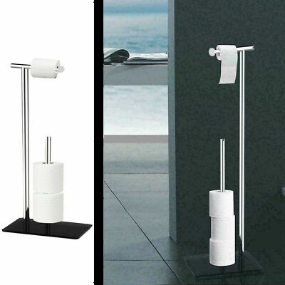 4 Toilettenrollen Papier Tissue Halter Spender Freistehend Chrom Bad Aufbewahrung