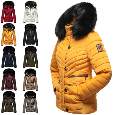 Navahoo Damen Winter Jacke Stepp Winterjacke Mantel Kunstfell Kapuze Wisteriaa 