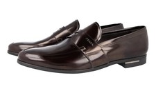 LUXURY PRADA PENNY LOAFER POLISHED SHOES 2DE010 BROWN NEW US 8.5 EU 41,5 42
