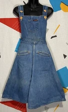 Vintage 70s Landlubber Denim Overalls Skirt Bibs 11 Jumper Hippie High Waist