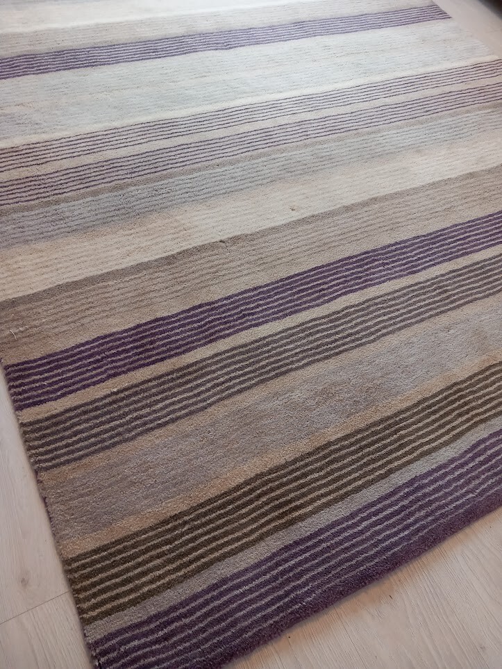 Rug 300x200cm LUXURY John Lewis HANDMADE Striped Dense Wool Pile 9.9 x
