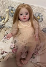 30Inch Artist Finished Reborn Baby Doll Lifelike Rooted Blonde Hair Toddler Girl