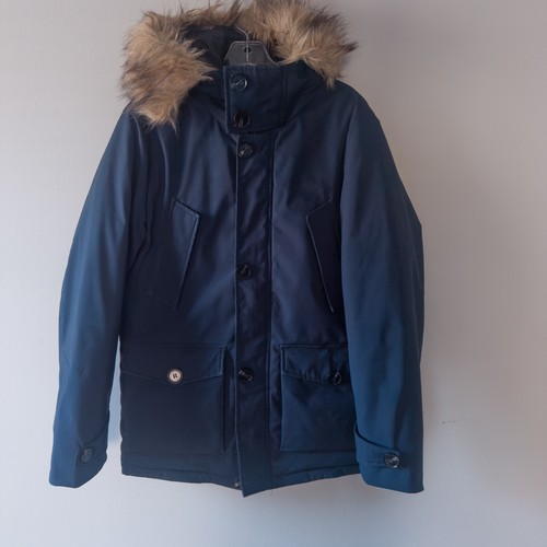 Jos A Bank Collar Parka Mens S Navy Tailored Fit Removable Faux Fur Insulated - Picture 2 of 16