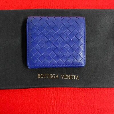 BOTTEGA VENETA INTRECCIATO Tri-fold wallet leather blue BOTTEGA VENETA INTRECCIATO Tri-fold wallet leather blue