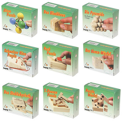 Bartl Holzpuzzle mit Box kniffliges Holz Puzzle Taschenpuzzle Taschen Motivwahl