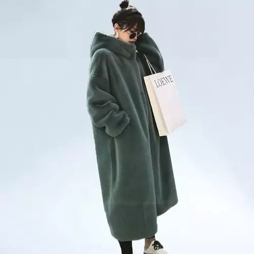 Oversize Hooded Faux Fur Coat Winter Jacket Women Fashion Parka