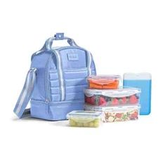 Fit & Fresh Lunch Bag, Includes Meal Prep Set and Ice Pack Blue
